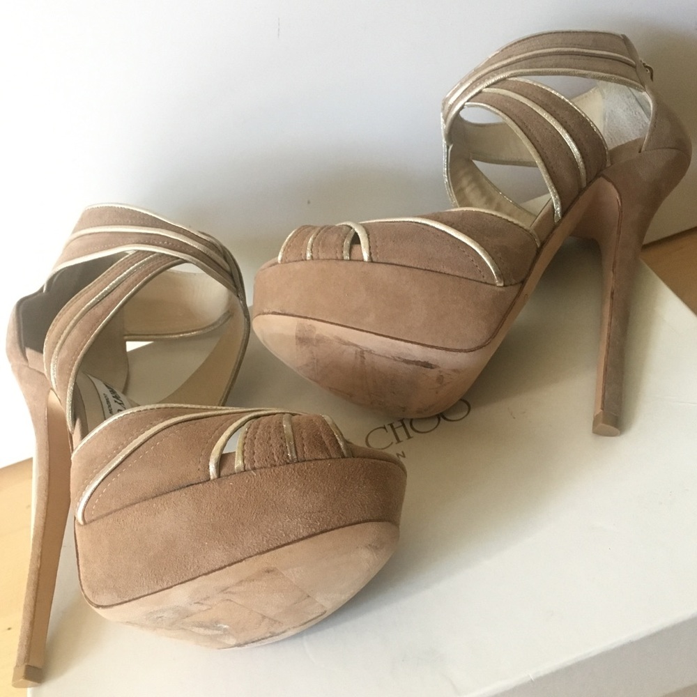 NWT Jimmy Choo Koko Metallic Suede Platform Sandal - Picture 7 of 7